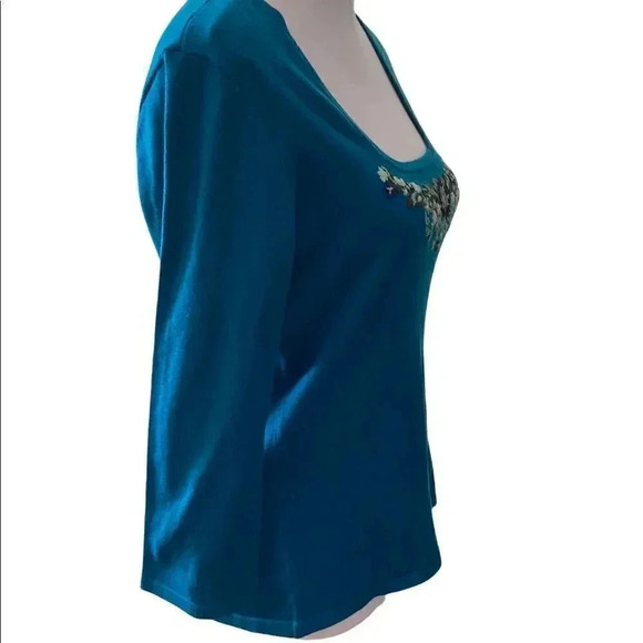 New York & Co. gorgeous teal sweater size M NWT - Picture 3 of 8
